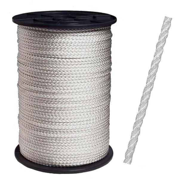 Afbeeldingen van Nylon touw wit, geslagen, 10mm, 220m.