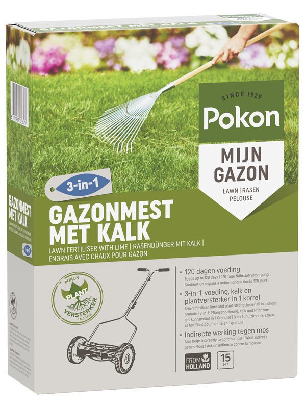 Afbeeldingen van Pokon Gazonmest met Kalk 3-in-1 voor 15m2 = 1kg