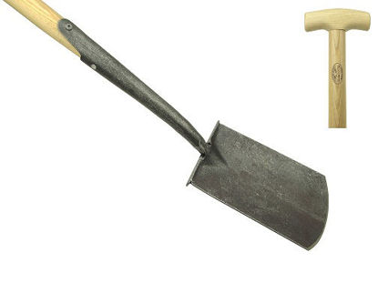 Afbeeldingen van Zwanehals spade met opstapjes en essen houten steel *deWit*