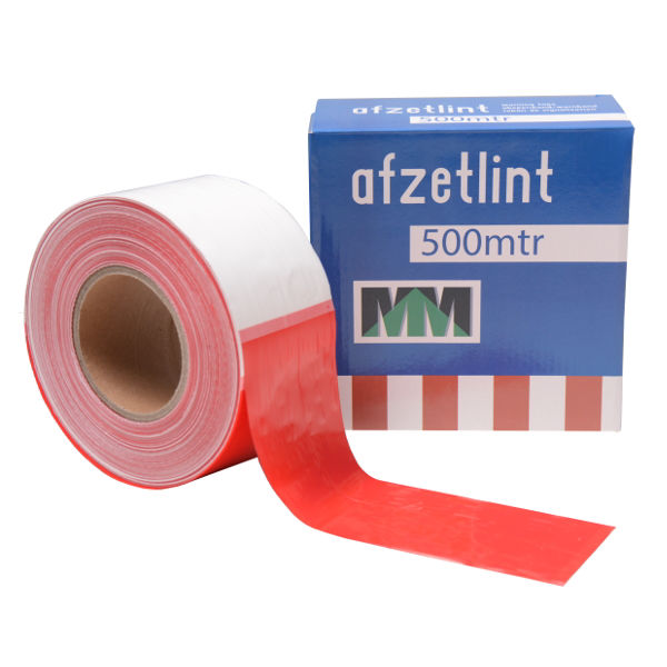 Afbeeldingen van AfzetLINT rood/wit -MM-  8cm 500m.