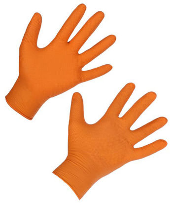 Afbeeldingen van Nitril wegwerphandschoenen X-Grip oranje 50 st. 240 mm