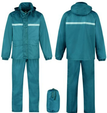 Afbeeldingen van Regenpak met Reflectie streep  Aqua blauw, XXXL