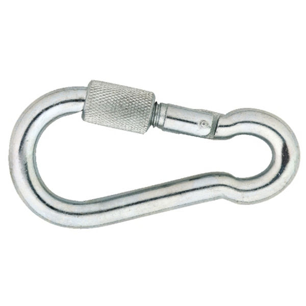 Afbeeldingen van Karabijnhaak verzinkt + schroef 10mm (per stuk gelabeld)