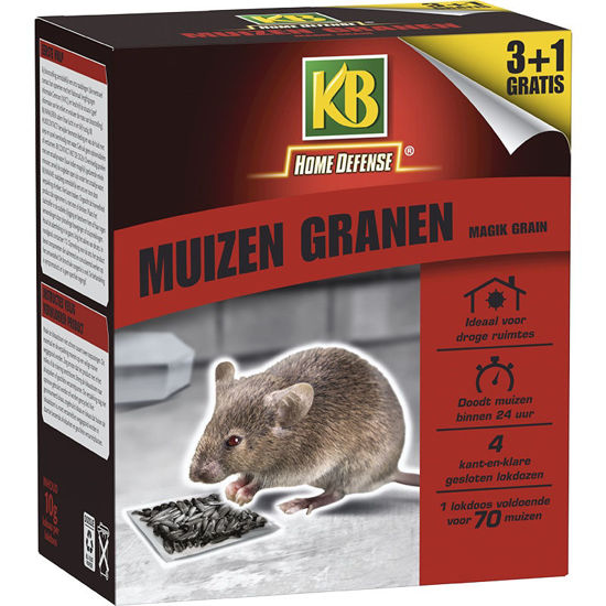 Afbeeldingen van KB Muizen Granen Alfachloralose Kant-en-Klare Lokdoos 4st 'M