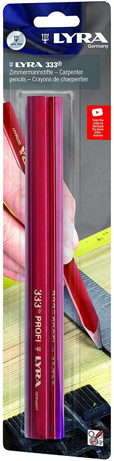 Afbeeldingen van Timmermanspotlood ROOD Lyra 24cm (3 stuks)