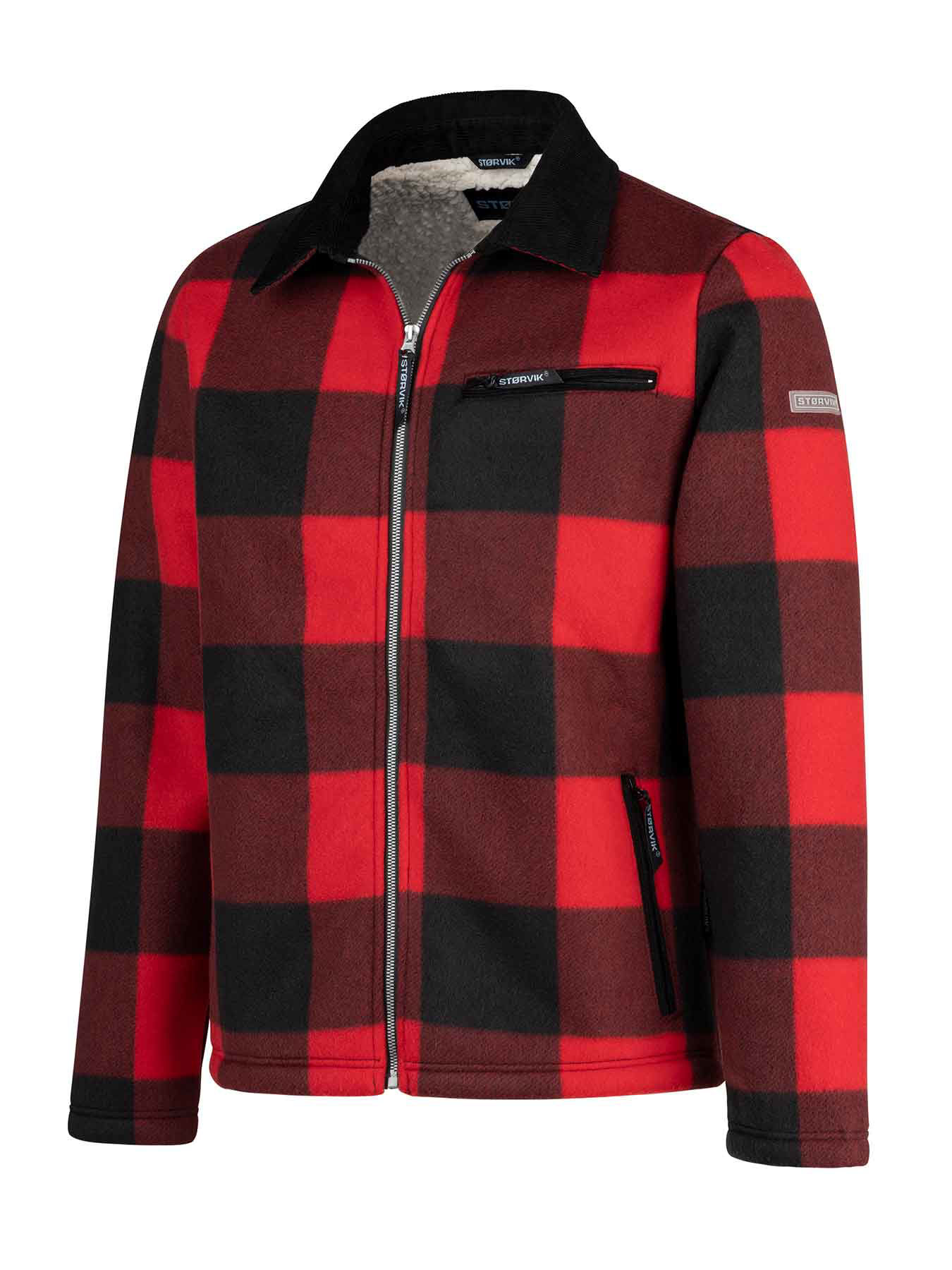 Afbeeldingen van Houthakkers Fleecevest London Rood blok, teddygev. -XXXL