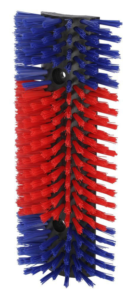 Afbeeldingen van Halfronde koeborstel / veeborstel, blauw/rood.