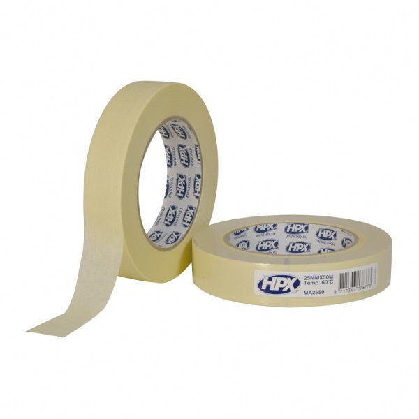 Afbeeldingen van Afplakband / Masking tape 60°C - crèmewit 25mm x 50m