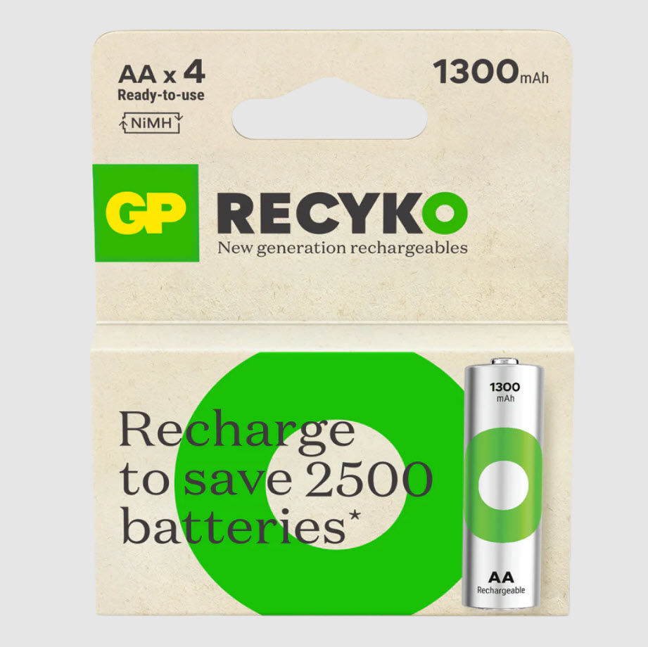 Afbeeldingen van Batterij oplaadbaar GP-AA- 1300mAH x4st.