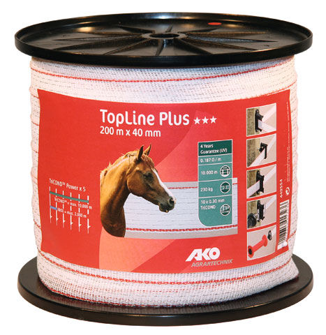 Afbeeldingen van AKO TopLine Plus schriklint wit/rood 4cm-200m