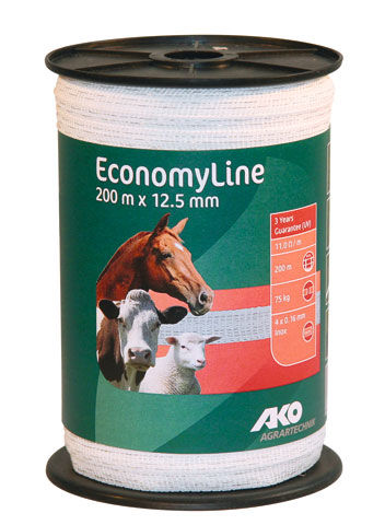 Afbeeldingen van AKO EconomyLine schriklint wit 12.5mm-200m