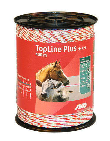 Afbeeldingen van AKO TopLine Plus schrikdraad wit/rood 9x0.30 TriCOND, 400m