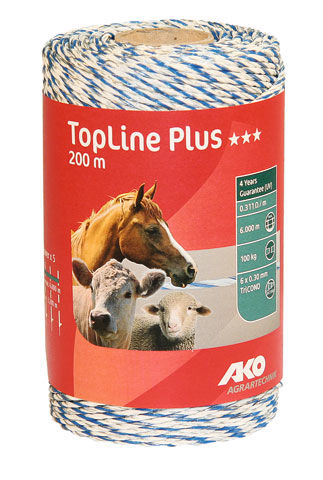 Afbeeldingen van AKO TopLine Plus schrikdraad wit/blauw 3x0.30 TriCond, 200m