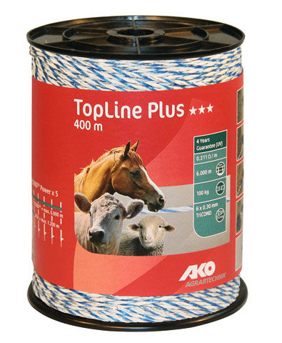 Afbeeldingen van AKO TopLine Plus schrikdraad wit/blauw 3x0.30 TriCond, 400m