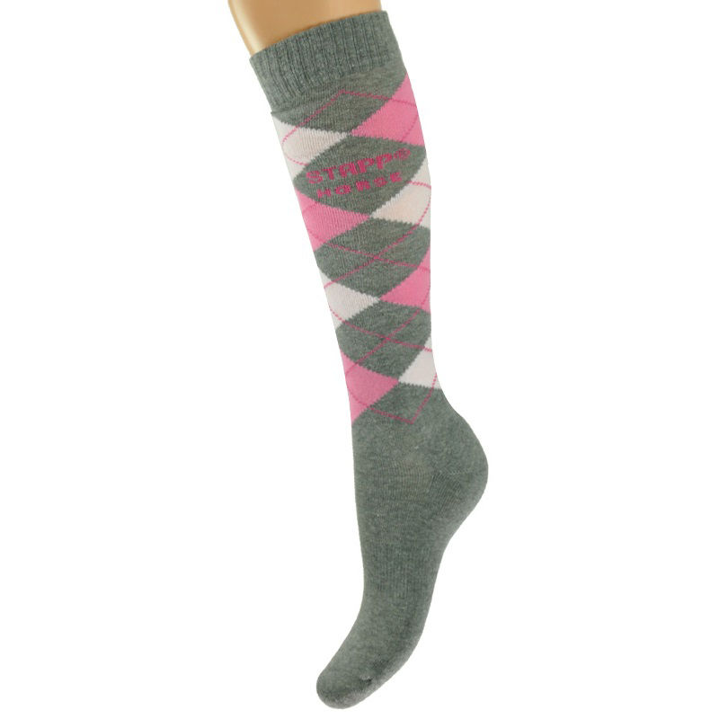 Afbeeldingen van Sok Stapp Horse RUIT, grijs/roze/fuchsia 39-42