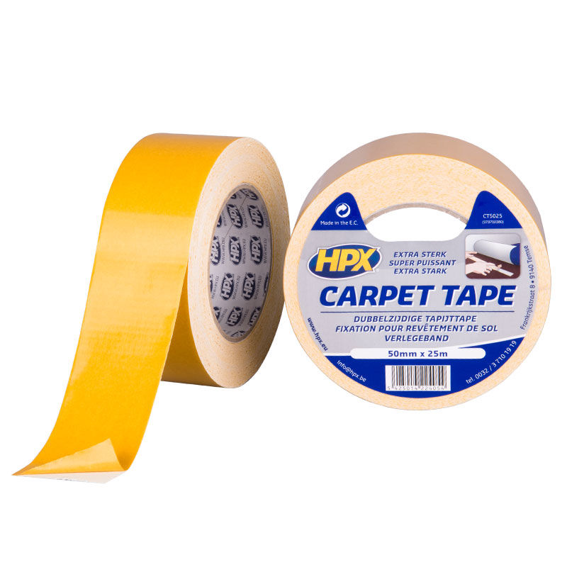 Afbeeldingen van Dubbelzijdig tapijttape -WIT- 50mm x 25m.