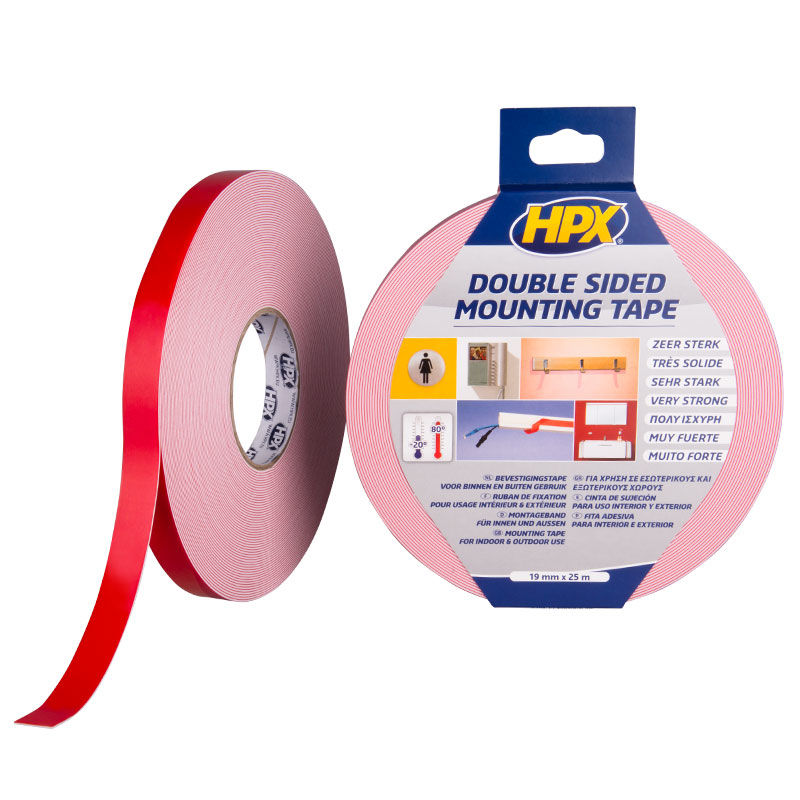Afbeeldingen van Dubbelzijdig spiegel montage tape WIT 19mm x 25m.