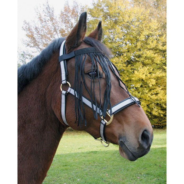 Afbeeldingen van Vliegenfrontriem Nylon, ZWART, Pony