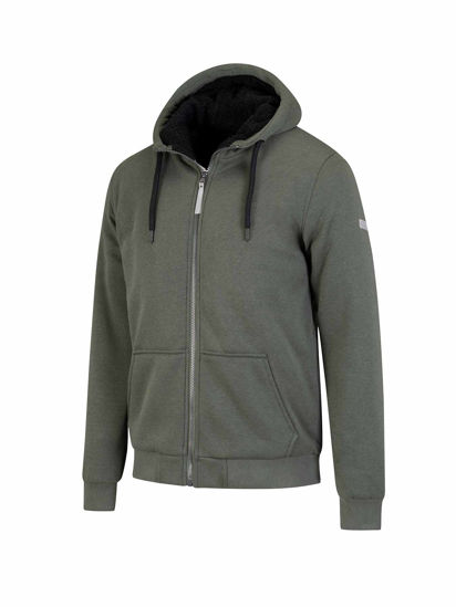 Afbeeldingen van Sweatvest Kenny, Teddy gevoerd, Hoody, Olijfgroen. mt 4XL