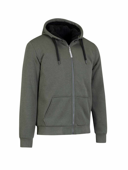 Afbeeldingen van Sweatvest Kenny, Teddy gevoerd, Hoody, Olijfgroen. mt 4XL