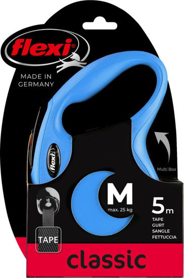 Afbeeldingen van FLEXI Rollijn NEW Classic band blauw M/5 meter tot 25kg