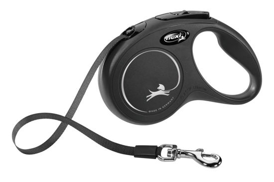 Afbeeldingen van FLEXI Rollijn NEW Classic band zwart S/5 meter tot 15kg.