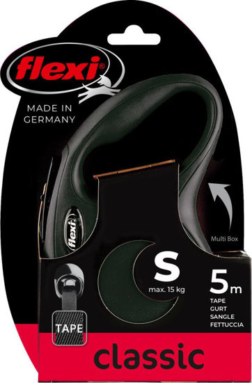 Afbeeldingen van FLEXI Rollijn NEW Classic band zwart S/5 meter tot 15kg.