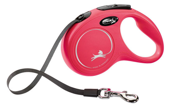 Afbeeldingen van FLEXI Rollijn NEW Classic band rood S/5 meter tot 15kg.