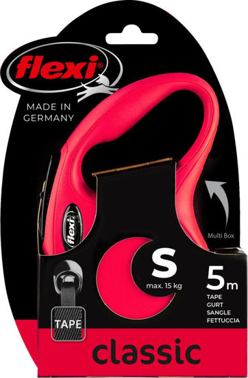 Afbeeldingen van FLEXI Rollijn NEW Classic band rood S/5 meter tot 15kg.