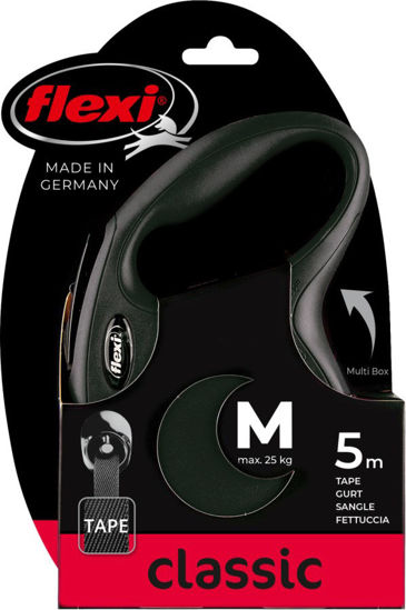 Afbeeldingen van FLEXI Rollijn NEW Classic band zwart M/5 meter tot 25kg.