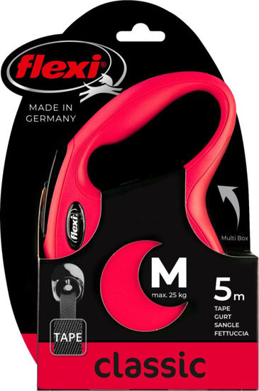 Afbeeldingen van FLEXI Rollijn NEW Classic band rood M/5 meter tot 25kg.