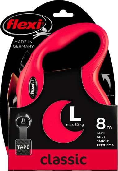 Afbeeldingen van FLEXI Rollijn NEW Classic band rood L/8 meter tot 50kg.