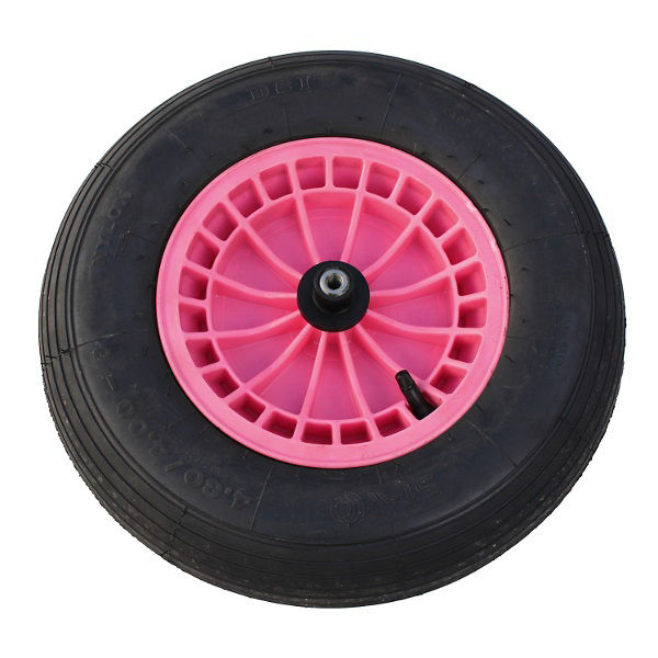 Afbeeldingen van Wiel 4.80/4.00x8, 2ply band, kunststof velg ROZE, as 13cm