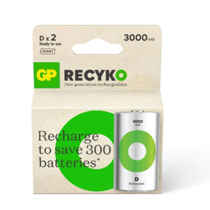 Afbeeldingen van Batterij oplaadbaar GP ReCyKo+ D- x2st
