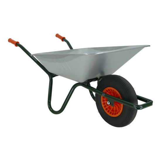 Afbeeldingen van Tuinkruiwagen verzinkt bak 85L gel. onderstel