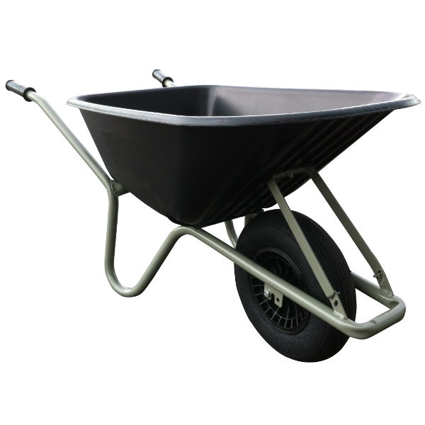 Afbeeldingen van Kruiwagen Allrounder 100L PP bak zwart, grijs onderstel