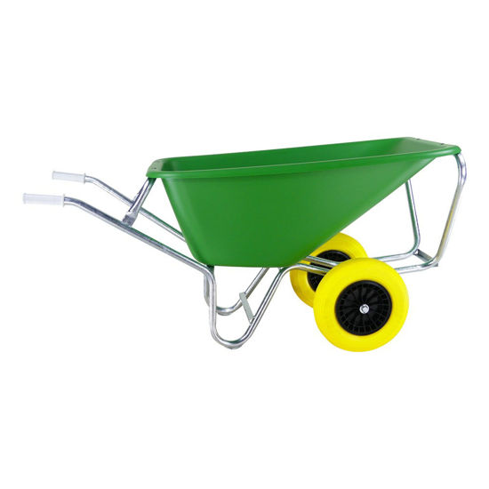Afbeeldingen van Kruiwagen Fort F&S 165L Groen HDPE bak,  2 wiel-NooitMeerLek