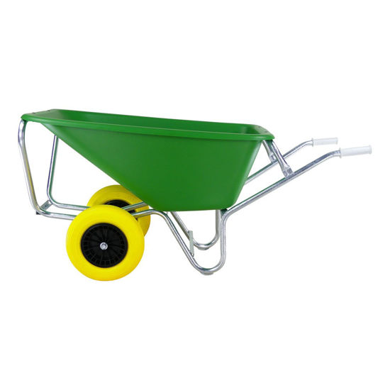 Afbeeldingen van Kruiwagen Fort F&S 165L Groen HDPE bak,  2 wiel-NooitMeerLek