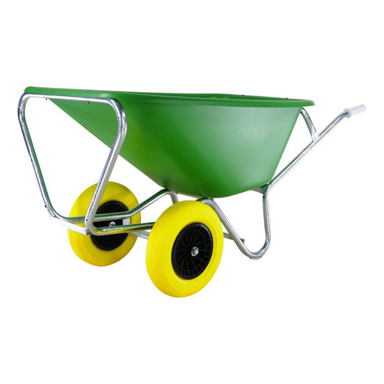 Afbeeldingen van Kruiwagen Fort F&S 165L Groen HDPE bak,  2 wiel-NooitMeerLek