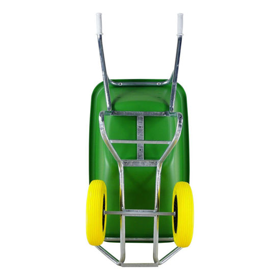 Afbeeldingen van Kruiwagen Fort F&S 165L Groen HDPE bak,  2 wiel-NooitMeerLek