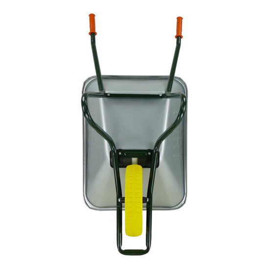 Afbeeldingen van Tuinkruiwagen verzinkt bak 85L gel. onderstel +NML wiel