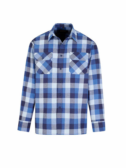 Afbeeldingen van Blouse flanel Storvik Dawson dessin Donkerblauw (blok)
