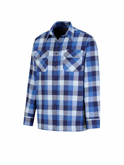 Afbeeldingen van Blouse flanel Storvik Dawson dessin Donkerblauw (blok)