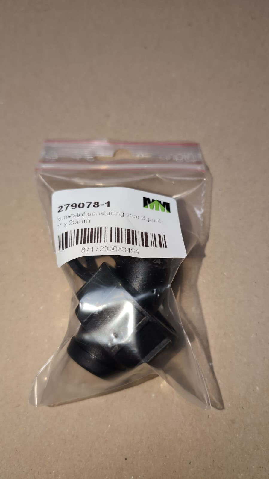 Afbeeldingen van kunststof aansluiting voor 3-poot, 1" x 25mm