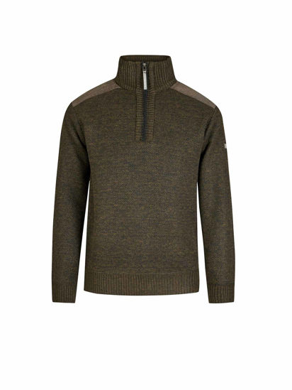 Afbeeldingen van Storvik Liam Gebreide Pullover - Gevoerd - olijfgroen