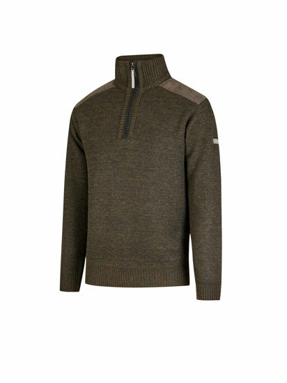 Afbeeldingen van Storvik Liam Gebreide Pullover - Gevoerd - olijfgroen