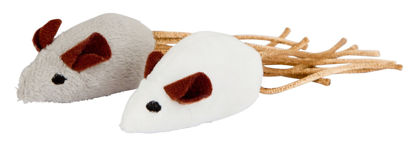 Afbeeldingen van Muis grijs/wit 7cm, (2 stuks)