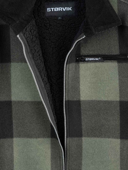 Afbeeldingen van Houthakkers Fleecevest London Groen blok, teddygevoerd