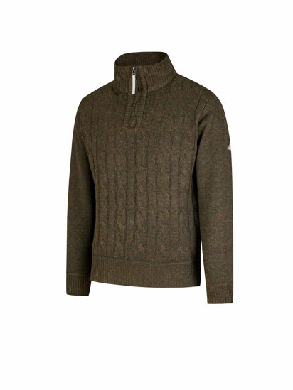 Afbeeldingen van Pullover, Lunt, gebreid, winter gevoerd, olijfgroen mt XXXL