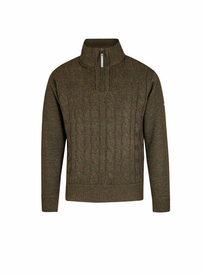 Afbeeldingen van Pullover, Lunt, gebreid, winter gevoerd, olijfgroen mt M